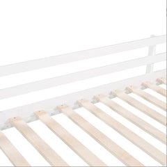 Twin Size Loft Bed Wood Bed With Slide, Stair And Chalkboard,White