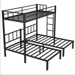 Twin Over Twin & Twin Bunk Beds For 3, Twin XL Over Twin Twin Bunk Bed Metal Triple Bunk Bed, Black