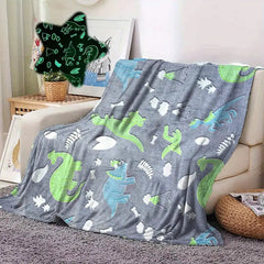 Dinosaur Pattern Glow in the Dark Flannel Blanket