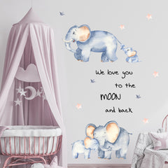 Kids Cartoon Elephant Wall Stickers - PVC Waterproof Decals