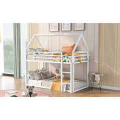 Twin Over Twin House Bunk Bed With Built-in Ladder