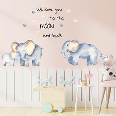 Kids Cartoon Elephant Wall Stickers - PVC Waterproof Decals