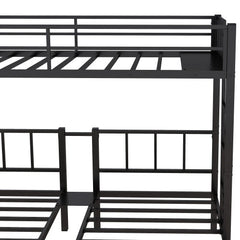 Twin Over Twin & Twin Bunk Beds For 3, Twin XL Over Twin Twin Bunk Bed Metal Triple Bunk Bed, Black