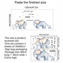 Kids Cartoon Elephant Wall Stickers - PVC Waterproof Decals
