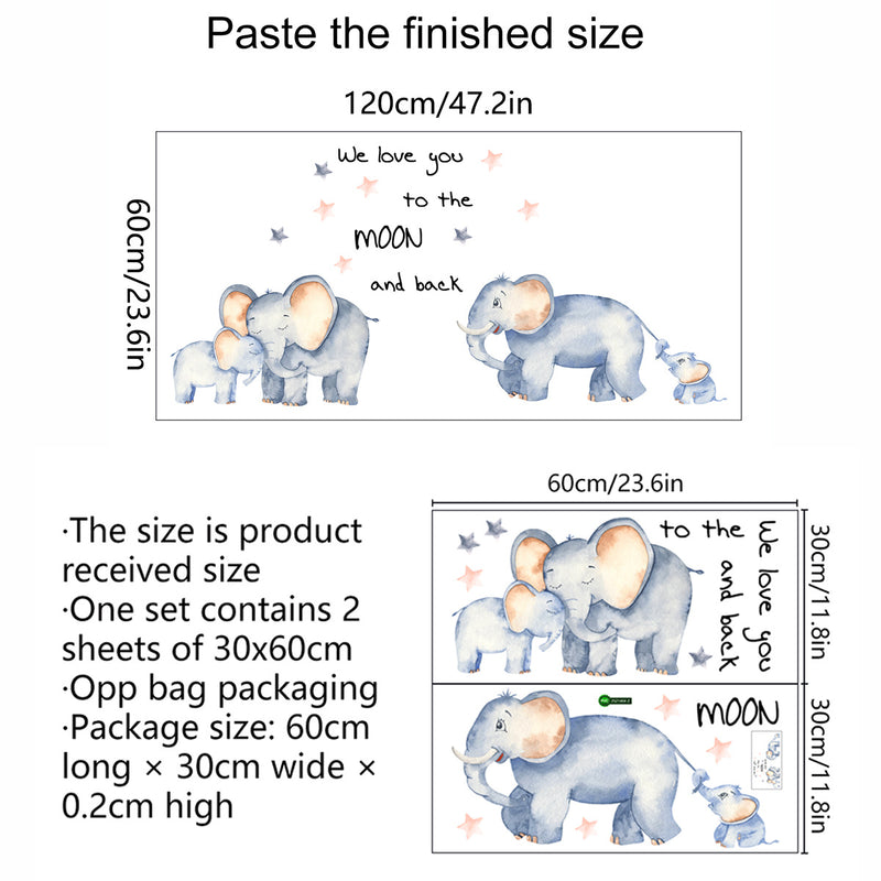 Kids Cartoon Elephant Wall Stickers - PVC Waterproof Decals