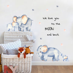 Kids Cartoon Elephant Wall Stickers - PVC Waterproof Decals