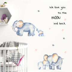 Kids Cartoon Elephant Wall Stickers - PVC Waterproof Decals