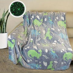 Dinosaur Pattern Glow in the Dark Flannel Blanket